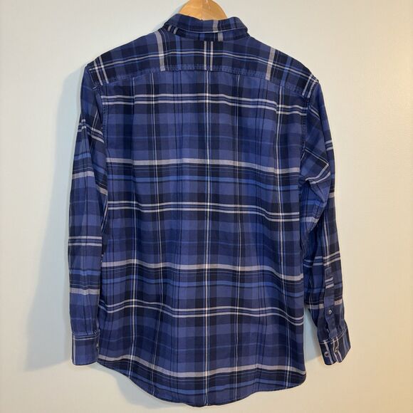 Eddie Bauer Shirt Men's Large Blue Plaid Button Down Long Sleeve Flannel Relaxed - Picture 4 of 9